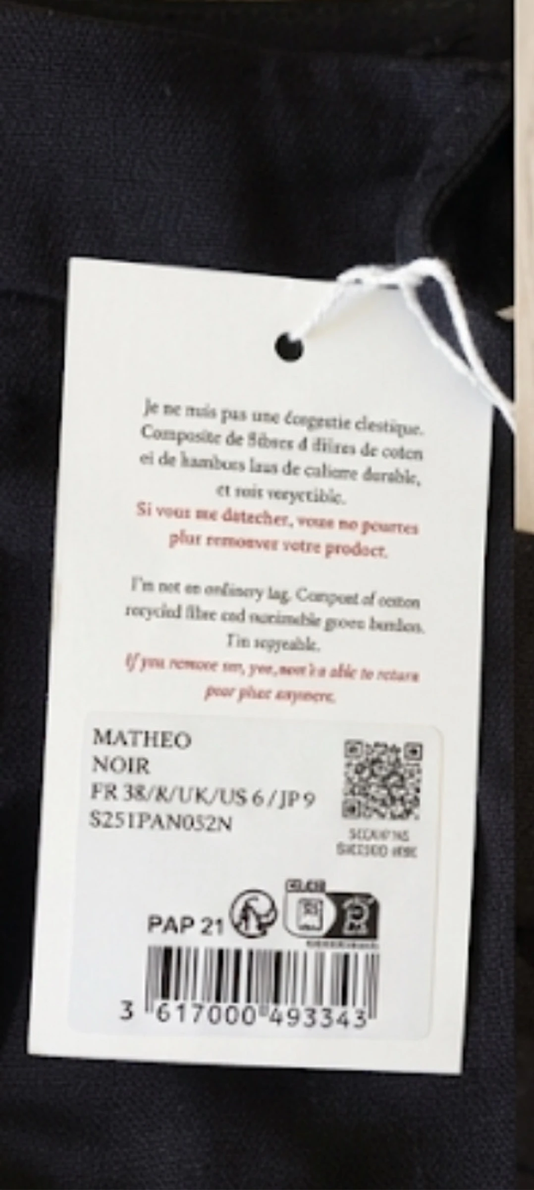 Pantalón Matheo Sézane Negro Talla 38 (M) nuevo – photo 5